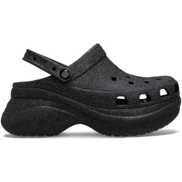 NEW Crocs Sizes 6, 7, 8, 9, 10 Women's Bae Glitter Platform Clog - Black - Picture 1 of 8